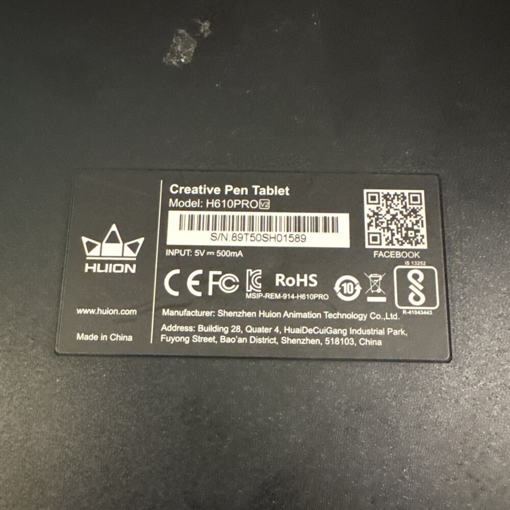 Huion Graphics Tablet Only H610PRO Black 8 Express Keys Surface Film Damage READ - Picture 7 of 10